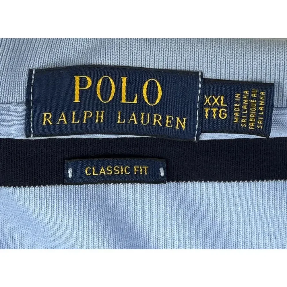 Polo Ralph Lauren mens classic fit blue striped polo shirt XXL